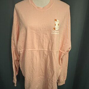 Spirit Jersey Pink Cat Graphic Long Sleeve Shirt Size L